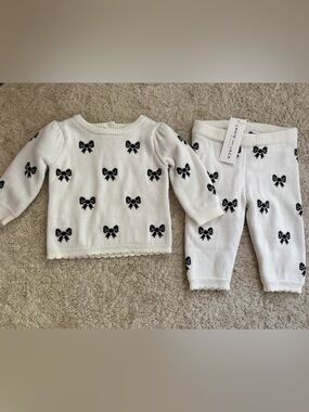 Janie and Jack Bow Print Sweater & Pants Set